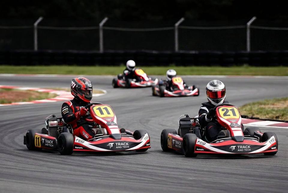 Track and Tech karts, mid-corner